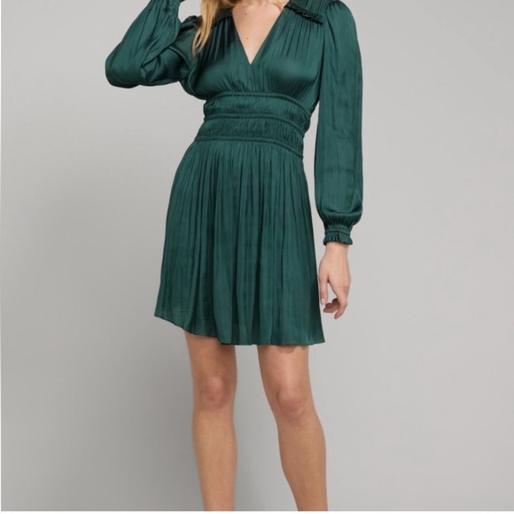 Maje Satin Dress With Ruffles - Picture 2 of 10